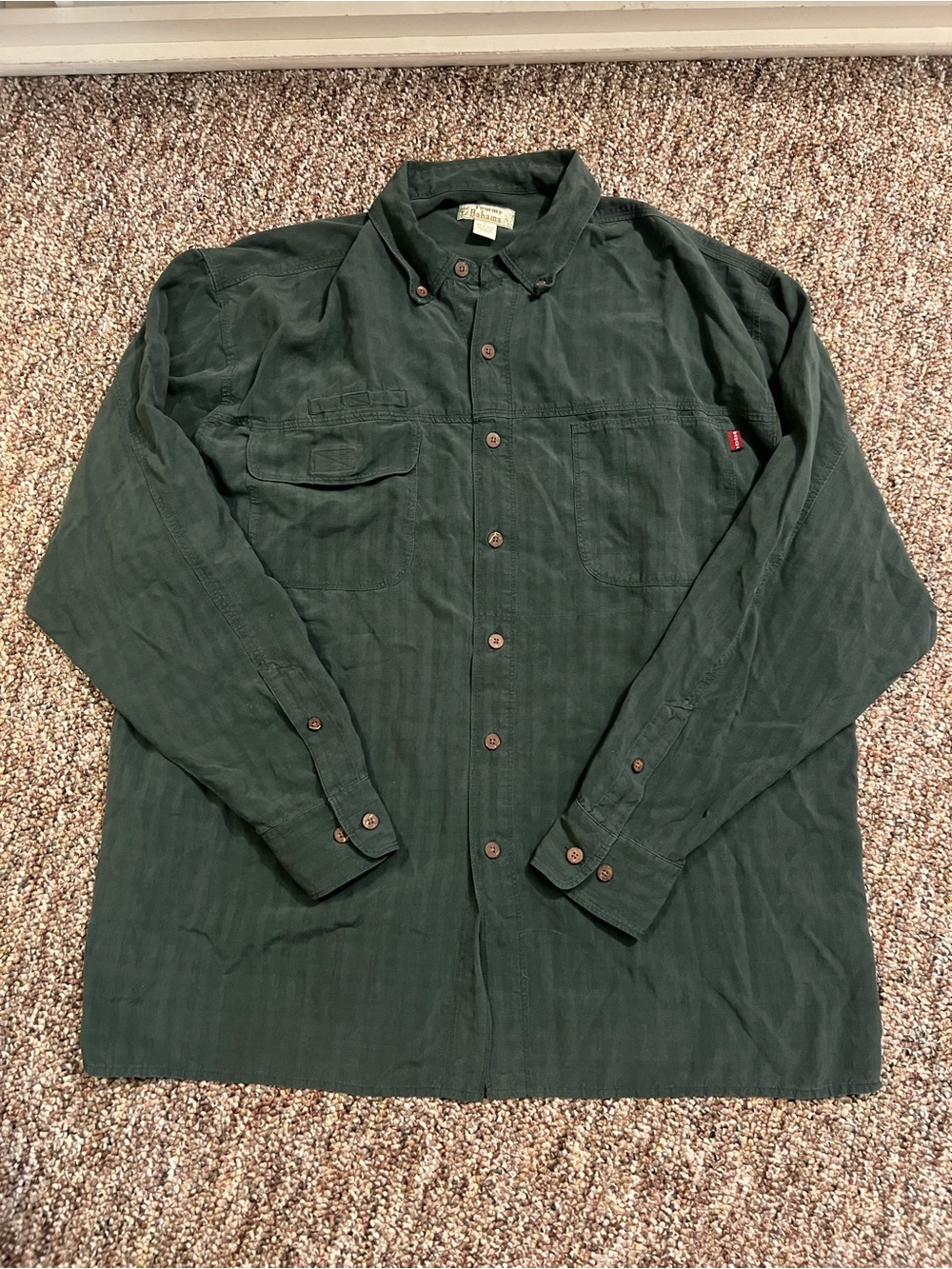 Tommy Bahama Men’s 100% Silk Green Outdoor Lightweight Comfy Button Up Large